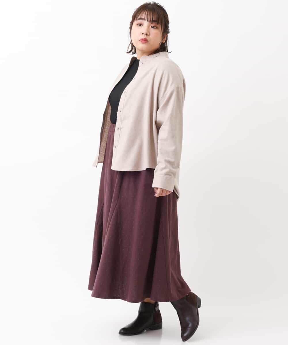 OLBBM07069 eur3(エウルキューブ) 【SOSO×eur3/大きいサイズ】起毛ノーカラーシャツ ベージュ