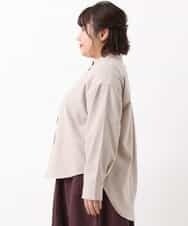 OLBBM07069 eur3(エウルキューブ) 【SOSO×eur3/大きいサイズ】起毛ノーカラーシャツ ベージュ