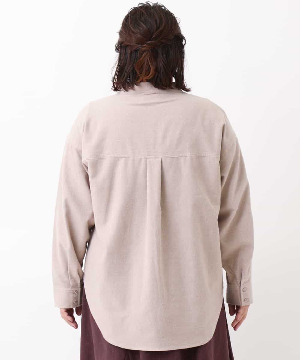 OLBBM07069 eur3(エウルキューブ) 【SOSO×eur3/大きいサイズ】起毛ノーカラーシャツ ベージュ