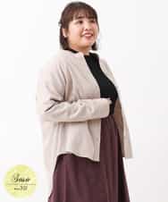 OLBBM07069 eur3(エウルキューブ) 【SOSO×eur3/大きいサイズ】起毛ノーカラーシャツ ベージュ