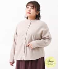 OLBBM07069 eur3(エウルキューブ) 【SOSO×eur3/大きいサイズ】起毛ノーカラーシャツ ベージュ