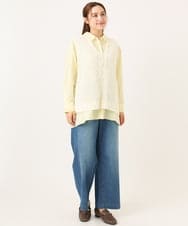OLBCD08109 eur3(エウルキューブ) 【WEB先行販売】【大きいサイズ】レイヤード風ドロップショルダーシャツ ライトイエロー(20)