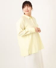 OLBCD08109 eur3(エウルキューブ) 【WEB先行販売】【大きいサイズ】レイヤード風ドロップショルダーシャツ ライトイエロー(20)