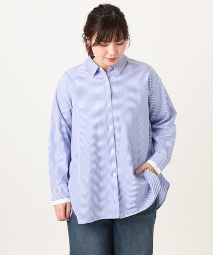 OLBCD08109 eur3 【WEB先行販売】【大きいサイズ】レイヤード風ドロップショルダーシャツ