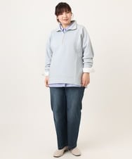 OLBCD08109 eur3(エウルキューブ) 【WEB先行販売】【大きいサイズ】レイヤード風ドロップショルダーシャツ ブルー(55)