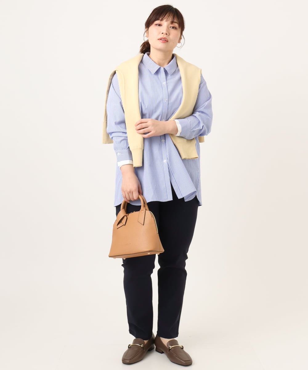 OLBCD08109 eur3(エウルキューブ) 【WEB先行販売】【大きいサイズ】レイヤード風ドロップショルダーシャツ ブルー(55)