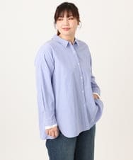 OLBCD08109 eur3(エウルキューブ) 【WEB先行販売】【大きいサイズ】レイヤード風ドロップショルダーシャツ ブルー(55)