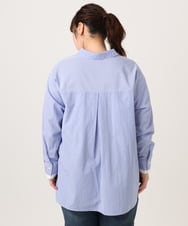 OLBCD08109 eur3(エウルキューブ) 【WEB先行販売】【大きいサイズ】レイヤード風ドロップショルダーシャツ ブルー(55)