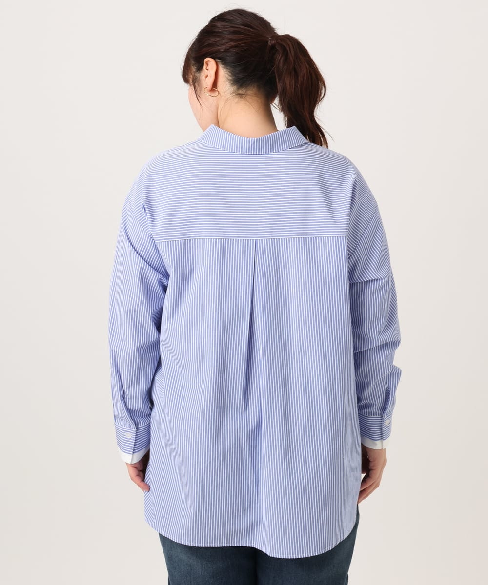 OLBCD08109 eur3(エウルキューブ) 【WEB先行販売】【大きいサイズ】レイヤード風ドロップショルダーシャツ ブルー(55)