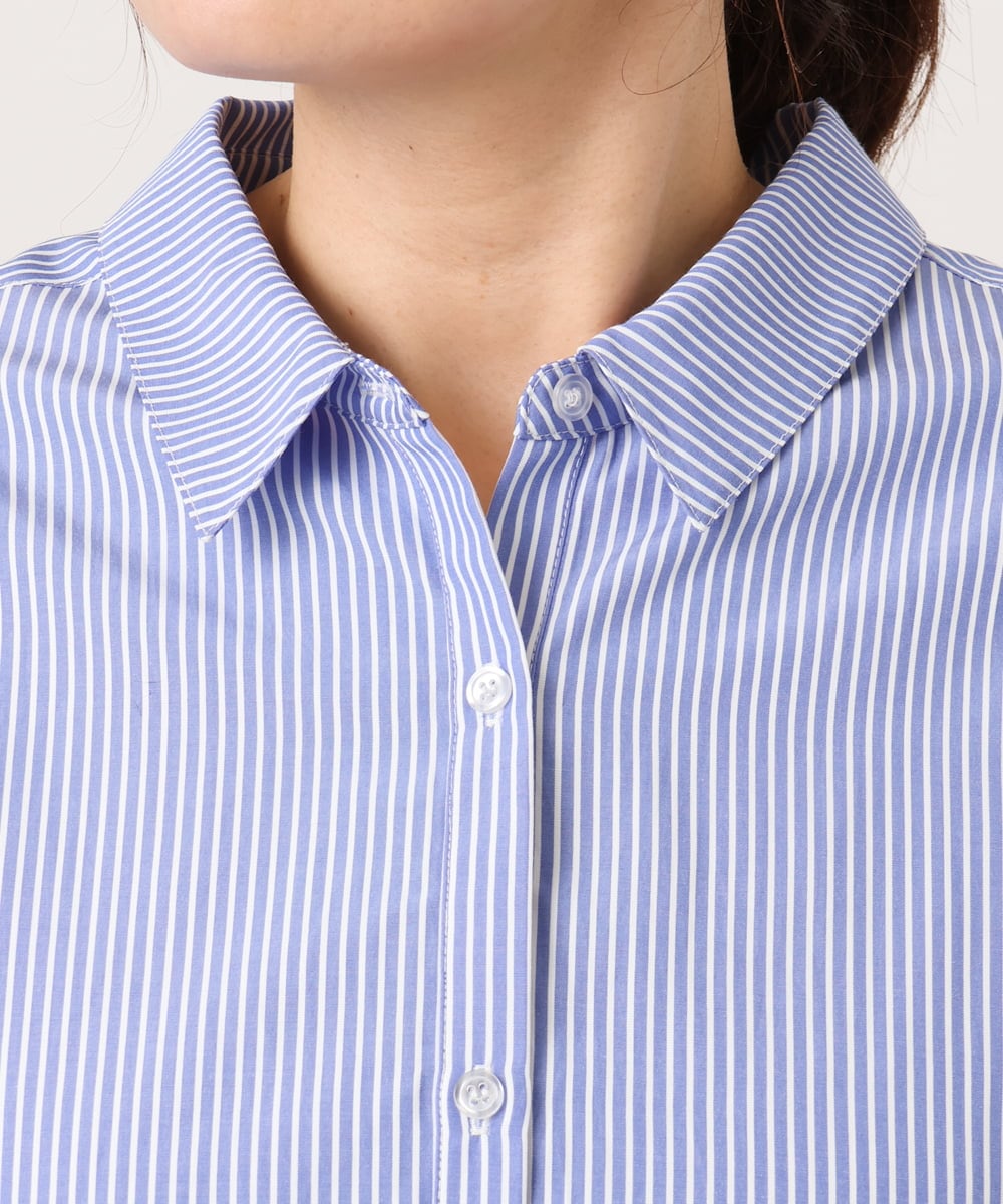 OLBCD08109 eur3(エウルキューブ) 【WEB先行販売】【大きいサイズ】レイヤード風ドロップショルダーシャツ ブルー(55)