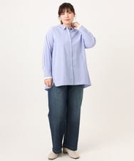 OLBCD08109 eur3(エウルキューブ) 【WEB先行販売】【大きいサイズ】レイヤード風ドロップショルダーシャツ ブルー(55)