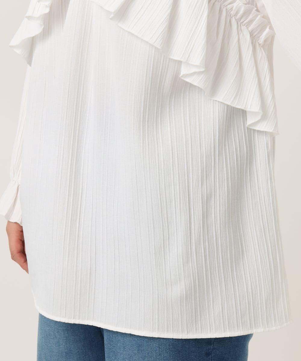 OLBCD12099 eur3(エウルキューブ) 【WEB先行販売】【大きいサイズ】2WAYフリルギャザーブラウス ホワイト(90)