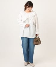 OLBCD12099 eur3(エウルキューブ) 【WEB先行販売】【大きいサイズ】2WAYフリルギャザーブラウス ホワイト(90)