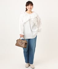 OLBCD12099 eur3(エウルキューブ) 【WEB先行販売】【大きいサイズ】2WAYフリルギャザーブラウス ホワイト(90)