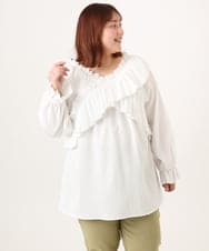 OLBCD12099 eur3(エウルキューブ) 【大きいサイズ】2WAYフリルギャザーブラウス ホワイト(90)