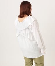 OLBCD12099 eur3(エウルキューブ) 【大きいサイズ】2WAYフリルギャザーブラウス ホワイト(90)