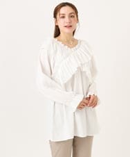 OLBCD12099 eur3(エウルキューブ) 【WEB先行販売】【大きいサイズ】2WAYフリルギャザーブラウス ホワイト(90)