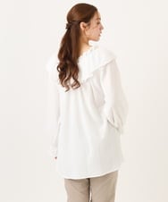 OLBCD12099 eur3(エウルキューブ) 【WEB先行販売】【大きいサイズ】2WAYフリルギャザーブラウス ホワイト(90)