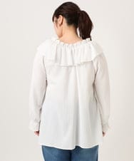 OLBCD12099 eur3(エウルキューブ) 【WEB先行販売】【大きいサイズ】2WAYフリルギャザーブラウス ホワイト(90)
