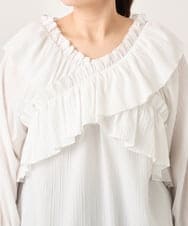 OLBCD12099 eur3(エウルキューブ) 【WEB先行販売】【大きいサイズ】2WAYフリルギャザーブラウス ホワイト(90)