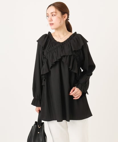 OLBCD12099 eur3 【WEB先行販売】【大きいサイズ】2WAYフリルギャザーブラウス