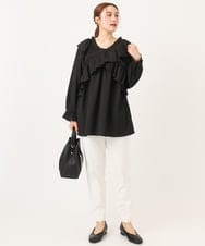OLBCD12099 eur3(エウルキューブ) 【WEB先行販売】【大きいサイズ】2WAYフリルギャザーブラウス ブラック(94)