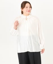 OLBDA01099 eur3(エウルキューブ) 【大きいサイズ/11号サイズあり】フリルリボンブラウス アイボリー(80)