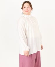 OLBDA01099 eur3(エウルキューブ) 【大きいサイズ/11号サイズあり】フリルリボンブラウス アイボリー(80)