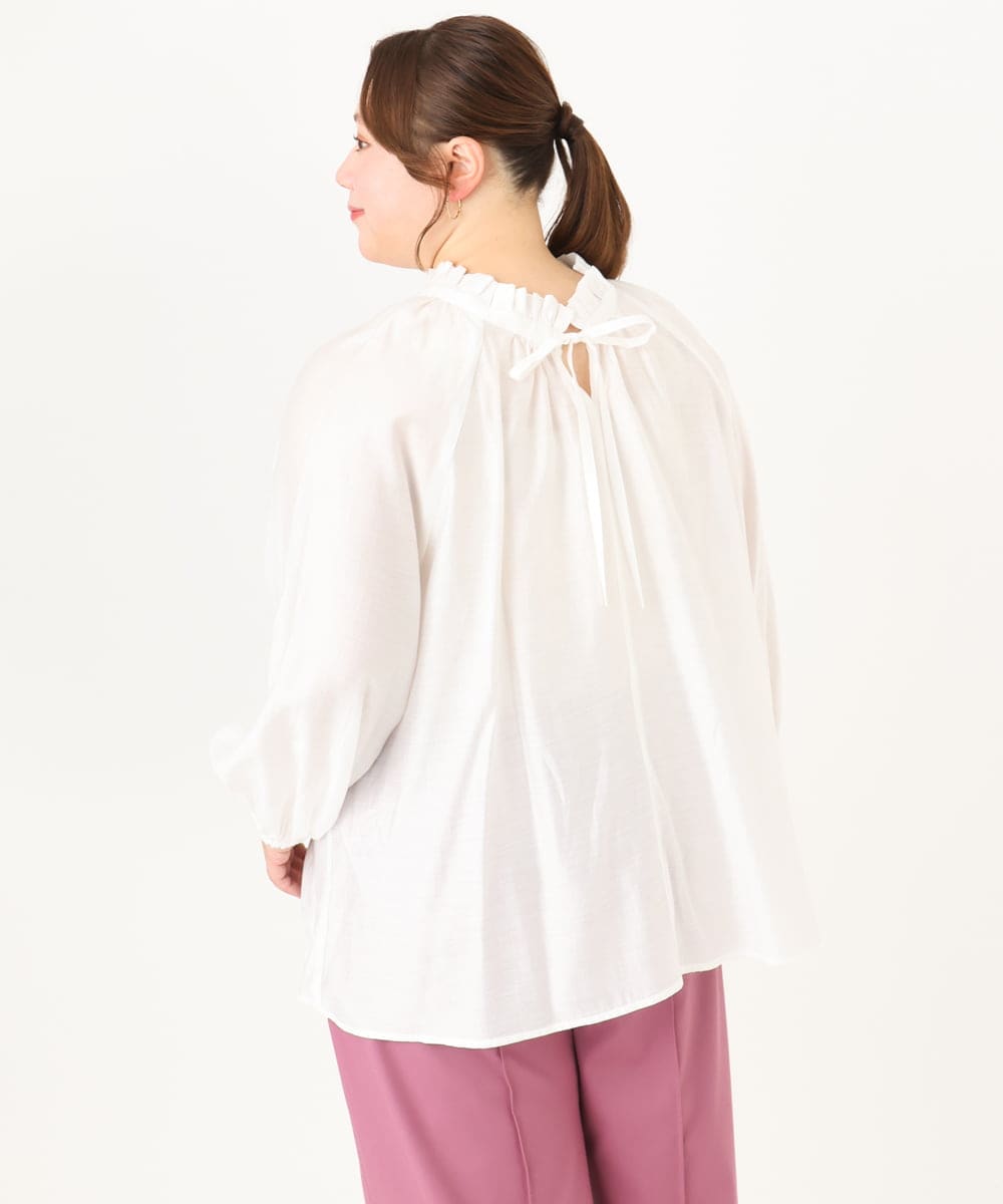 OLBDA01099 eur3(エウルキューブ) 【大きいサイズ/11号サイズあり】フリルリボンブラウス アイボリー(80)