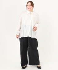 OLBDA01099 eur3(エウルキューブ) 【大きいサイズ/11号サイズあり】フリルリボンブラウス アイボリー(80)
