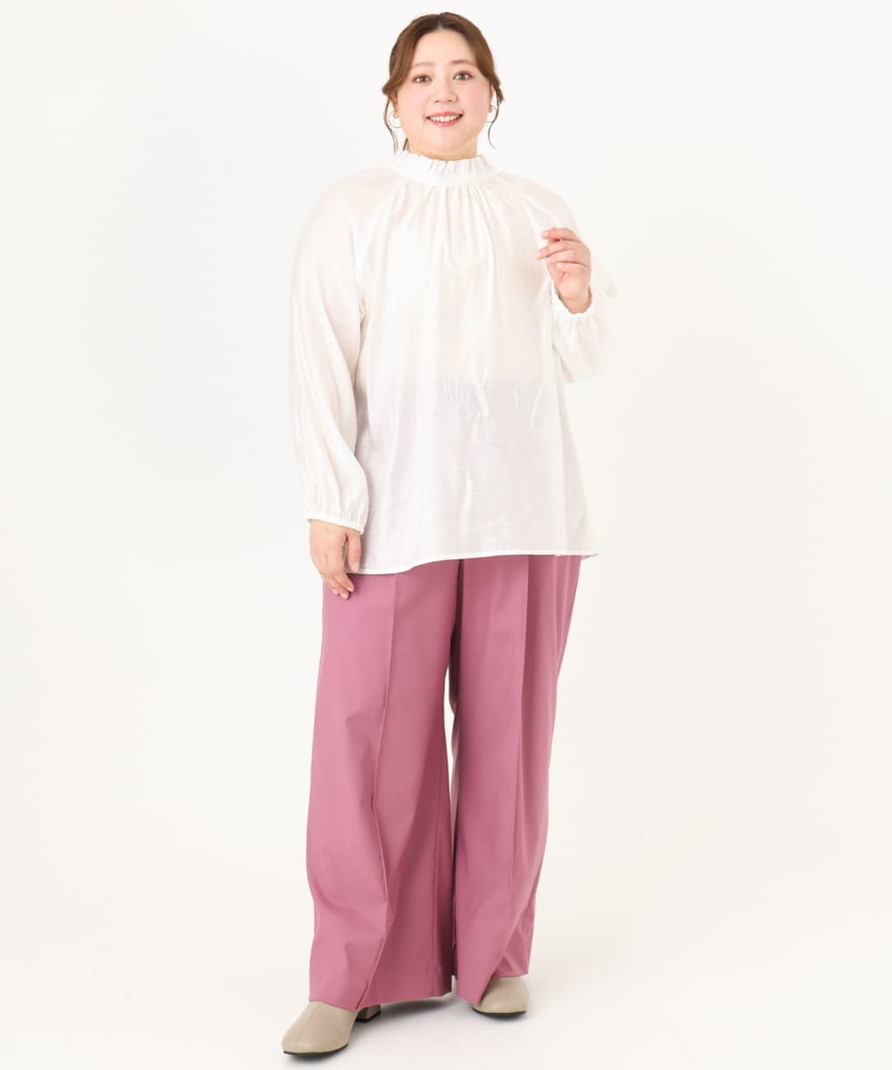 OLBDA01099 eur3(エウルキューブ) 【大きいサイズ/11号サイズあり】フリルリボンブラウス アイボリー(80)