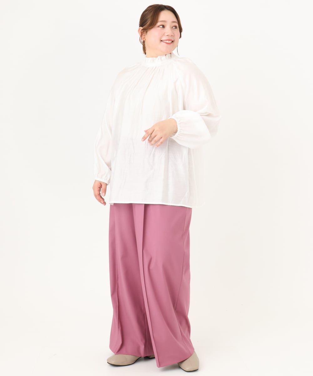 OLBDA01099 eur3(エウルキューブ) 【大きいサイズ/11号サイズあり】フリルリボンブラウス アイボリー(80)