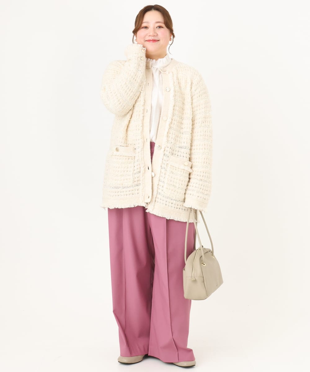 OLBDA01099 eur3(エウルキューブ) 【大きいサイズ/11号サイズあり】フリルリボンブラウス アイボリー(80)
