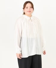 OLBDA01099 eur3(エウルキューブ) 【大きいサイズ/11号サイズあり】フリルリボンブラウス アイボリー(80)