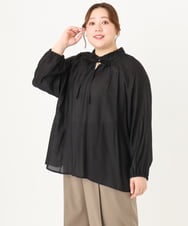 OLBDA01099 eur3(エウルキューブ) 【大きいサイズ/11号サイズあり】フリルリボンブラウス ブラック(94)