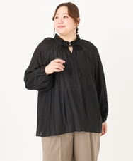 OLBDA01099 eur3(エウルキューブ) 【大きいサイズ/11号サイズあり】フリルリボンブラウス ブラック(94)