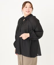 OLBDA01099 eur3(エウルキューブ) 【大きいサイズ/11号サイズあり】フリルリボンブラウス ブラック(94)