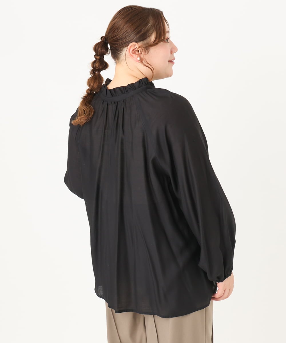 OLBDA01099 eur3(エウルキューブ) 【大きいサイズ/11号サイズあり】フリルリボンブラウス ブラック(94)