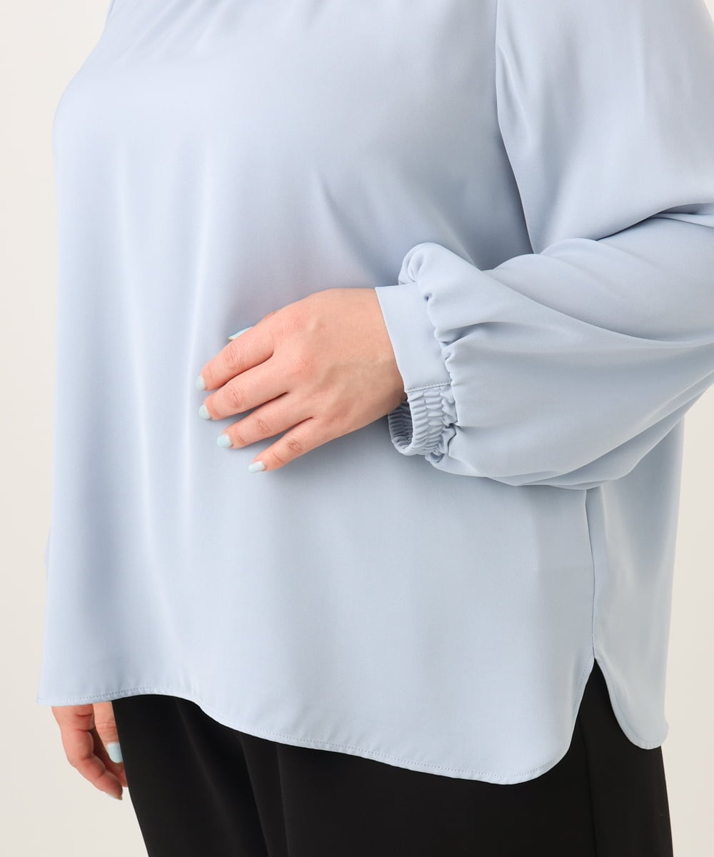 OLBDA02079 eur3(エウルキューブ) 【大きいサイズ/11号サイズあり】タックパールブラウス ライトブルー(50)