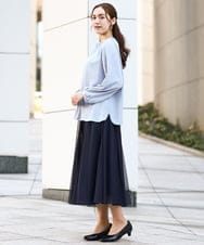 OLBDA02079 eur3(エウルキューブ) 【大きいサイズ/11号サイズあり】タックパールブラウス ライトブルー(50)