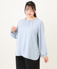OLBDA02079 eur3(エウルキューブ) 【大きいサイズ/11号サイズあり】タックパールブラウス ライトブルー(50)