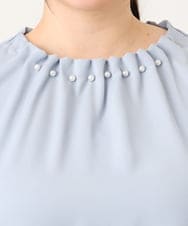 OLBDA02079 eur3(エウルキューブ) 【大きいサイズ/11号サイズあり】タックパールブラウス ライトブルー(50)