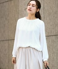 OLBDA02079 eur3(エウルキューブ) 【大きいサイズ/11号サイズあり】タックパールブラウス ホワイト(90)