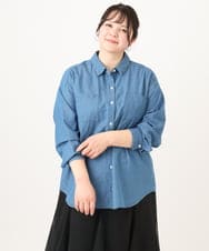 OLBDA03099 eur3(エウルキューブ) 【大きいサイズ】デニムシャツ ブルー(55)
