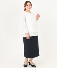 OLBDA07079 eur3(エウルキューブ) 【大きいサイズ/11号サイズあり】2WAYジョーゼットブラウス ホワイト(90)