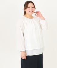 OLBDA07079 eur3(エウルキューブ) 【大きいサイズ/11号サイズあり】2WAYジョーゼットブラウス ホワイト(90)