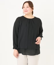 OLBDA07079 eur3(エウルキューブ) 【大きいサイズ/11号サイズあり】2WAYジョーゼットブラウス ブラック(94)