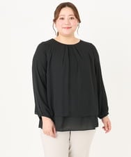 OLBDA07079 eur3(エウルキューブ) 【大きいサイズ/11号サイズあり】2WAYジョーゼットブラウス ブラック(94)