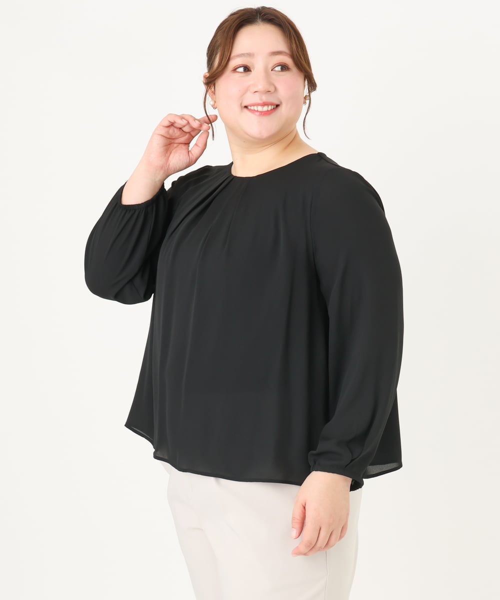 OLBDA07079 eur3(エウルキューブ) 【大きいサイズ/11号サイズあり】2WAYジョーゼットブラウス ブラック(94)