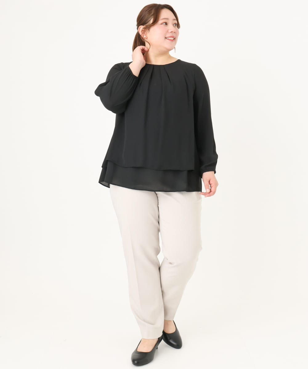 OLBDA07079 eur3(エウルキューブ) 【大きいサイズ/11号サイズあり】2WAYジョーゼットブラウス ブラック(94)